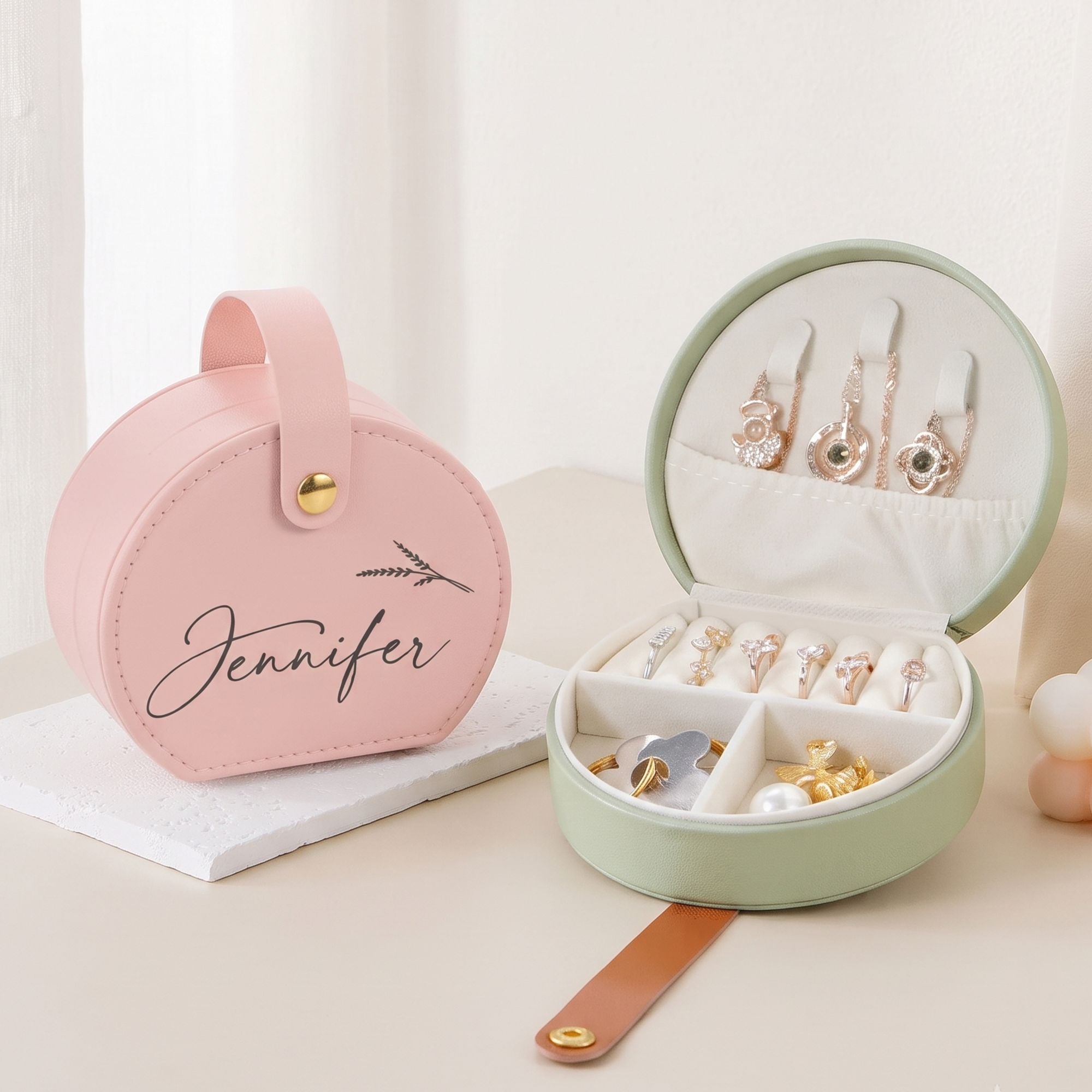 Personalized Travel Jewelry Box | Leather Jewelry Case Gift