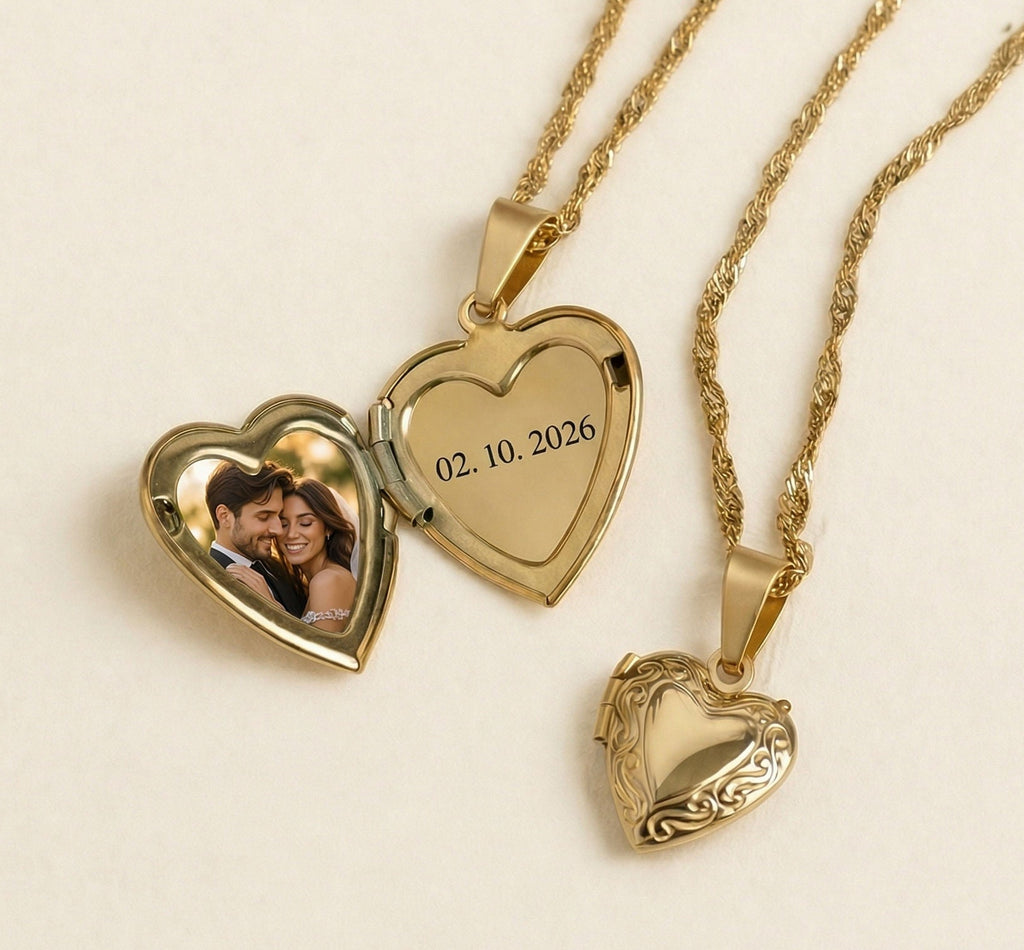 Engravable Heart Locked Necklace