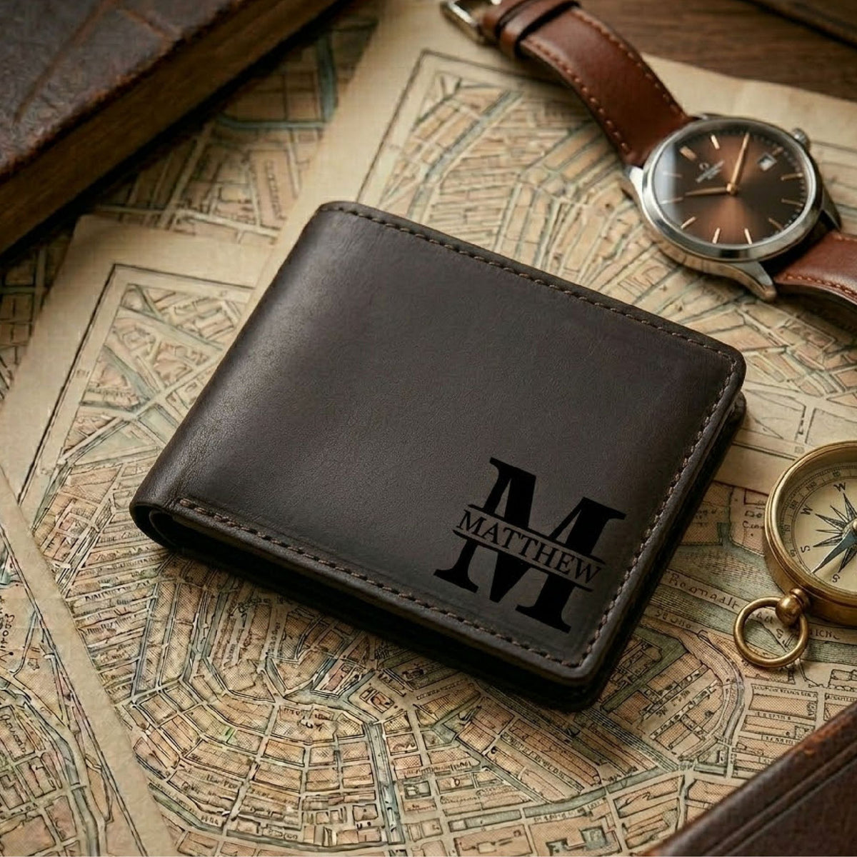 Personalized Leather Wallet | Custom Engraved Gift for Him
