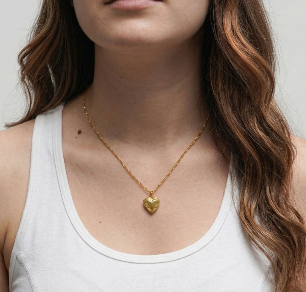 Engravable Heart Locked Necklace