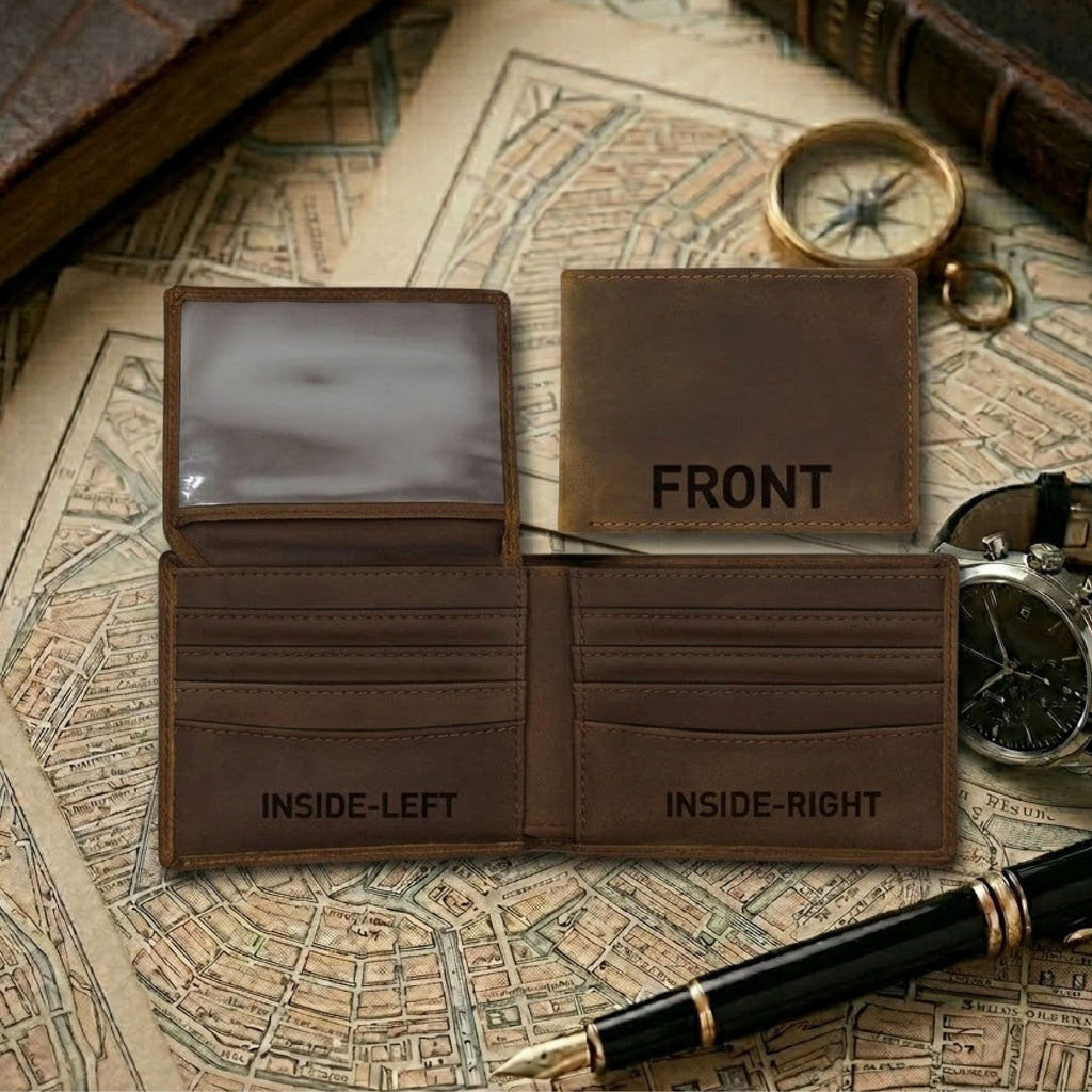 Personalized Leather Wallet | Custom Engraved Gift for Him