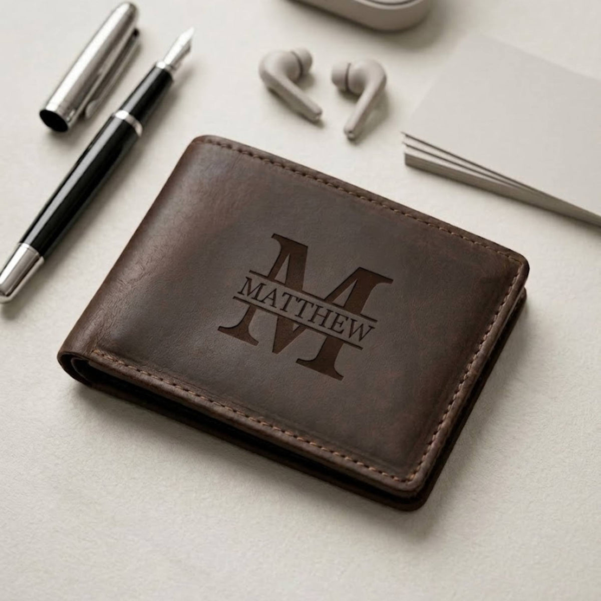 Personalized Leather Wallet | Custom Engraved Gift for Him