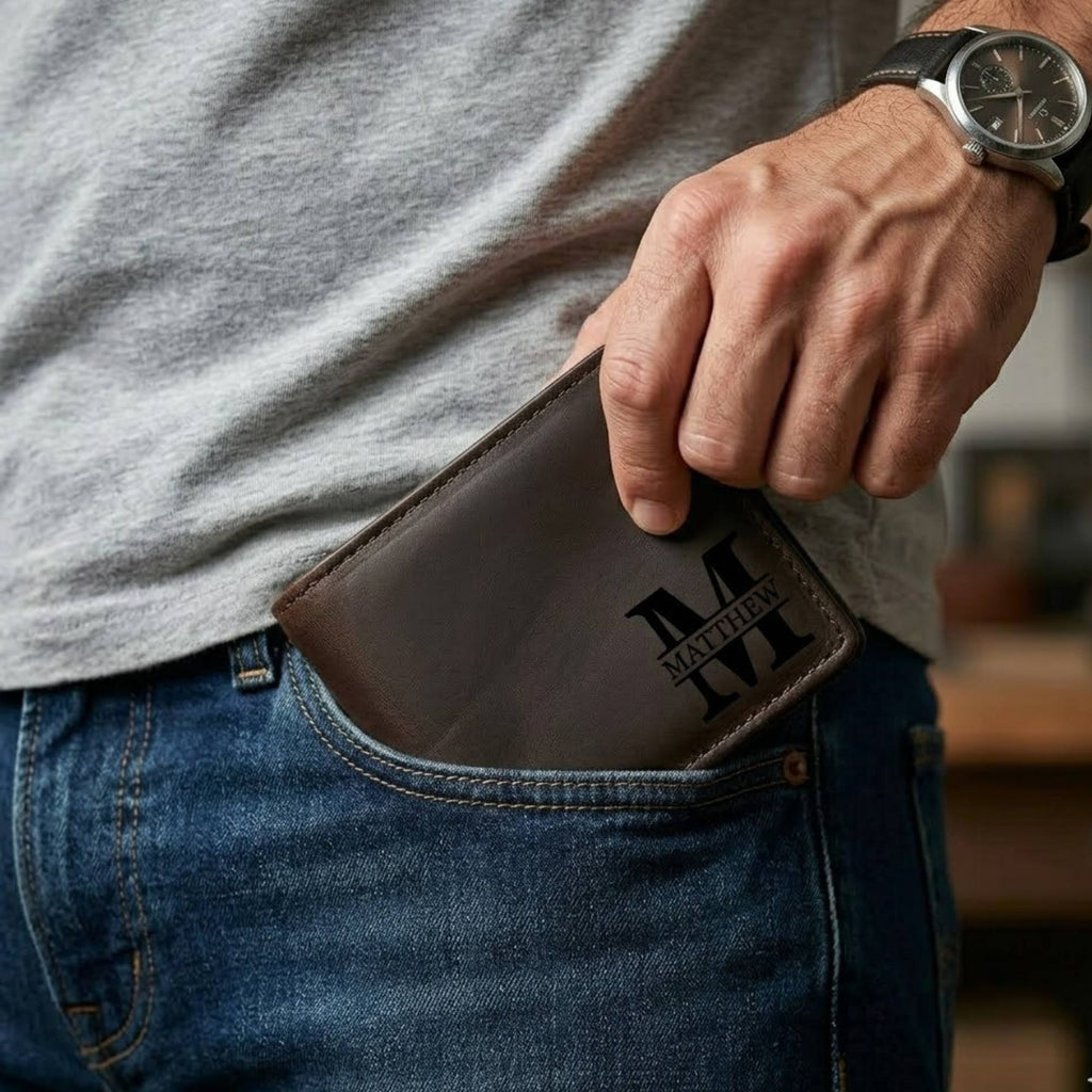 Personalized Leather Wallet | Custom Engraved Gift for Him