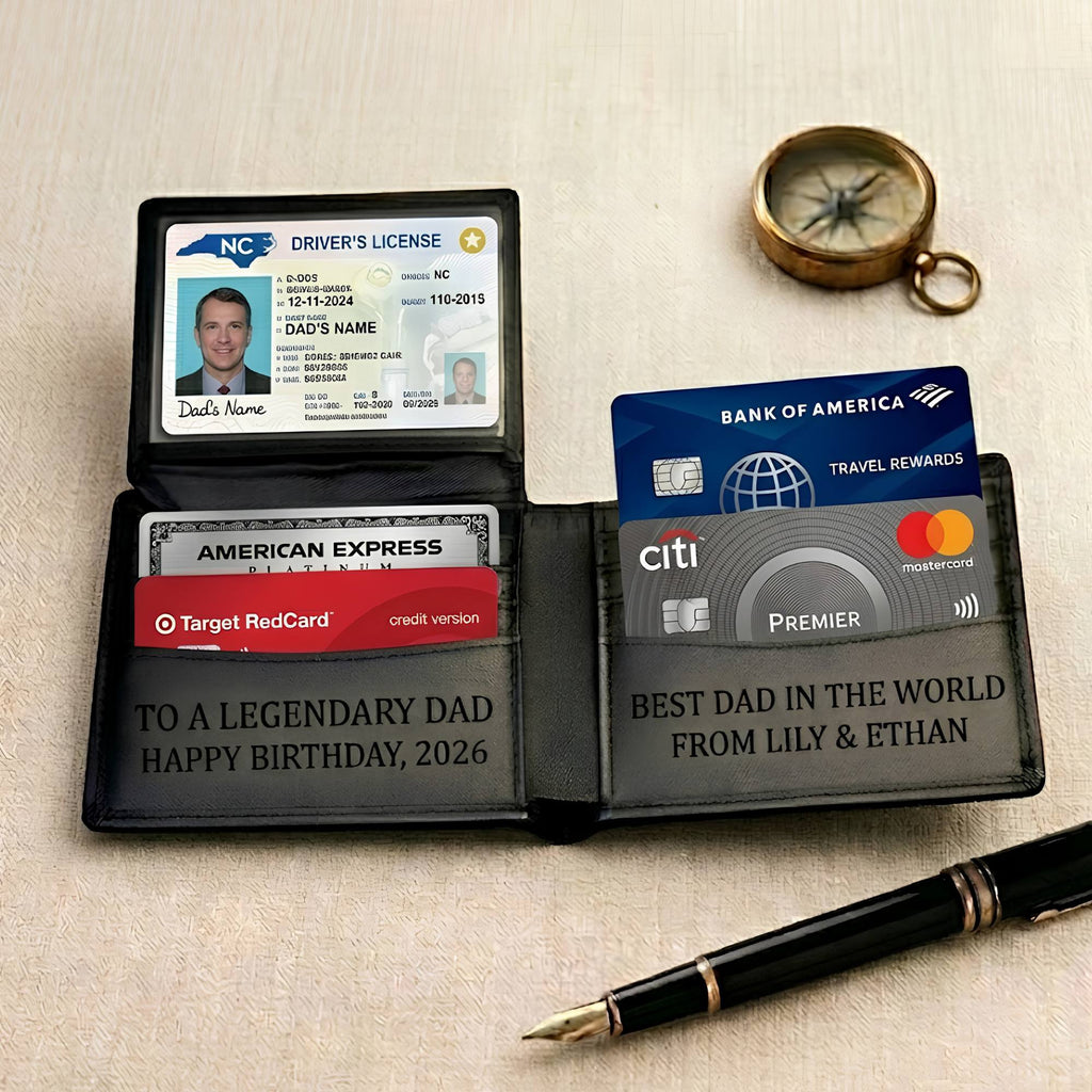 Personalized Leather Wallet | Custom Engraved Gift for Him